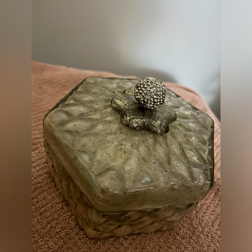 Mercury glass  jewelry trinket box